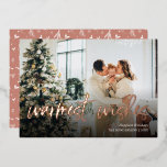 Tarjeta de vacaciones de Relieve metalizado fotogr<br><div class="desc">Los deseos más cálidos.</div>