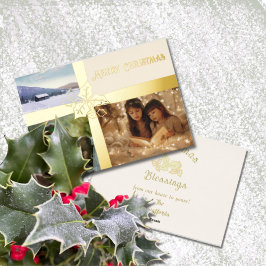 Tarjeta de vacaciones de Relieve metalizado Holly