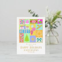 Tarjeta de vacaciones de Relieve metalizado plegad