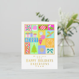 Tarjeta de vacaciones de Relieve metalizado plegad