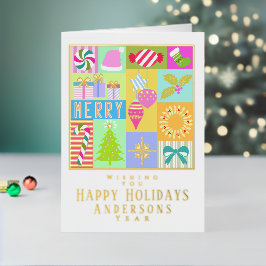 Tarjeta de vacaciones de Relieve metalizado plegad