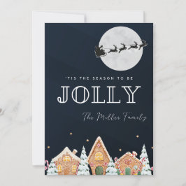 Tarjeta de vacaciones de reno de Santa Nieve pinta