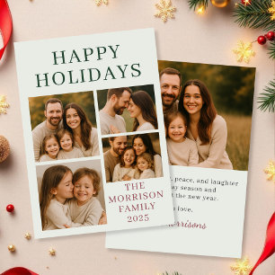 Tarjeta de vacaciones de Sage Green Happy Holidays