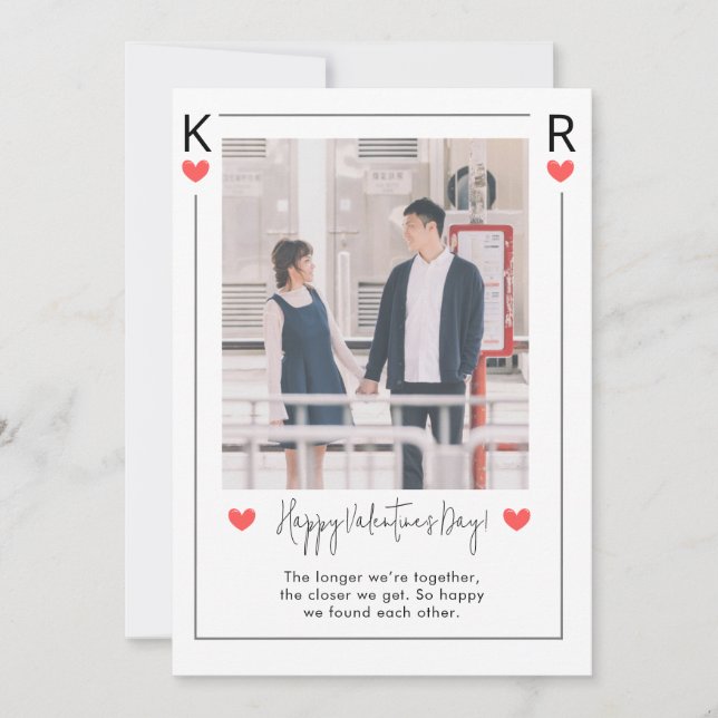 Tarjeta de vacaciones de San Valentín feliz rosa y (Anverso)