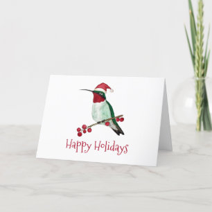 Tarjeta de vacaciones de Santa Hummingbird
