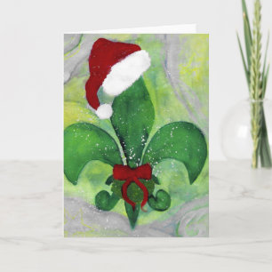 Tarjeta de vacaciones de Santa Navidad Fleur de li