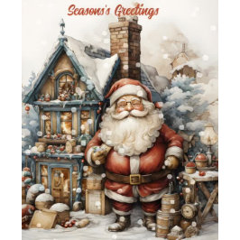 Tarjeta de vacaciones de Santa vintage