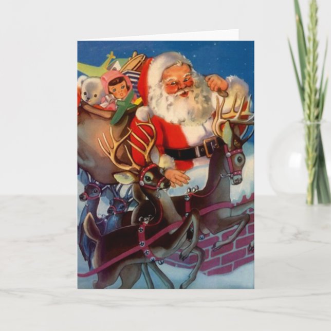 Tarjeta de vacaciones de Santa y Juguetes de Estil (Anverso)