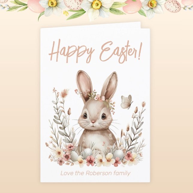 Tarjeta de vacaciones de Semana Santa Bunny Beige  (Subido por el creador)