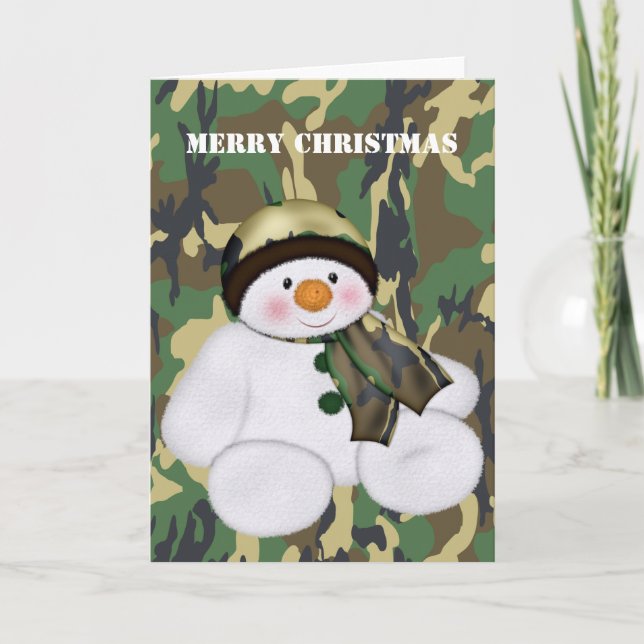 Tarjeta de vacaciones de soldado navidad Snowman (Anverso)