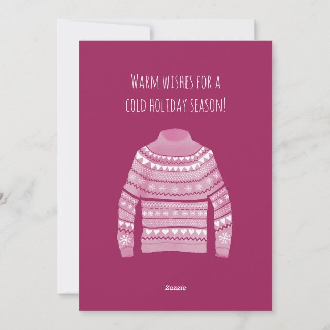 Tarjeta de vacaciones de suéter para Navidades con (Reverso)