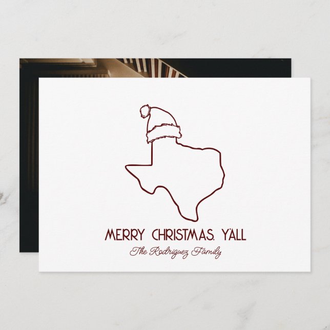 Tarjeta de vacaciones de Texas con arte de línea d (Anverso / Reverso)