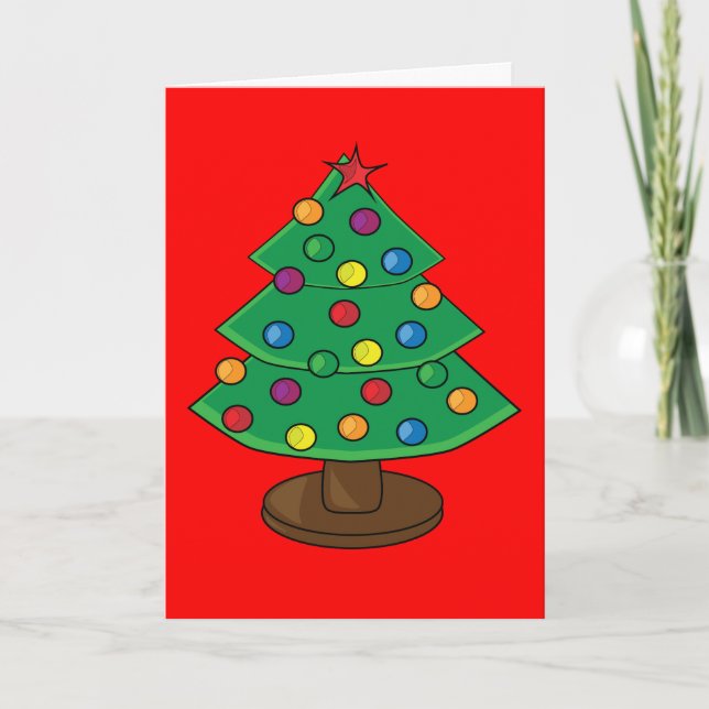 Tarjeta de vacaciones de texto de árbol de Navidad (Anverso)