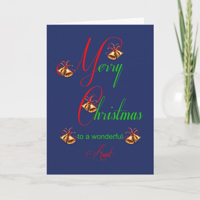 Tarjeta de vacaciones de tía Navidades Bells (Anverso)