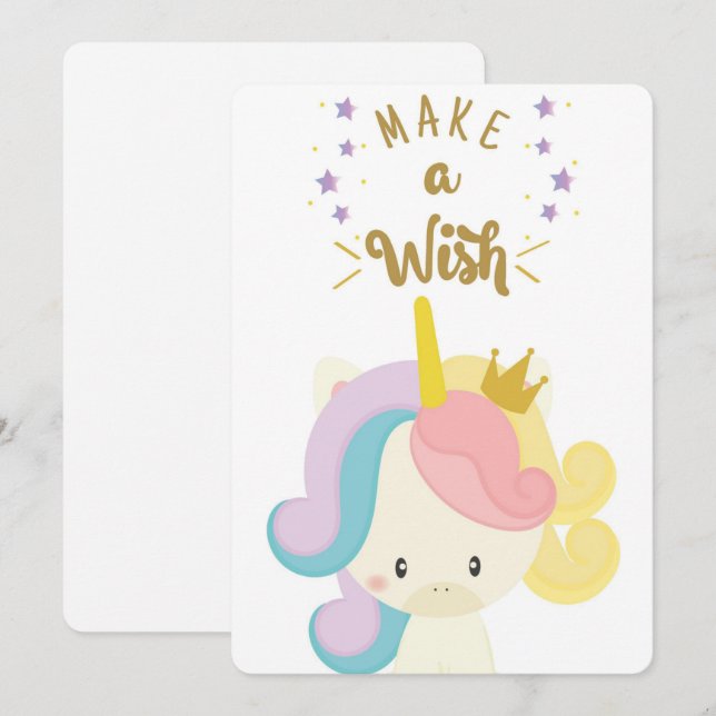 Tarjeta de vacaciones de Unicornio con cumpleaños  (Anverso / Reverso)