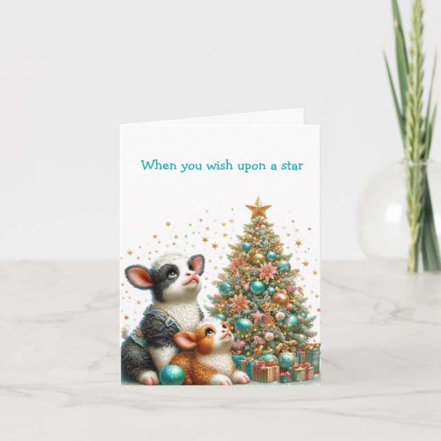 Tarjeta de vacaciones de vaca para Navidades paste (Anverso)