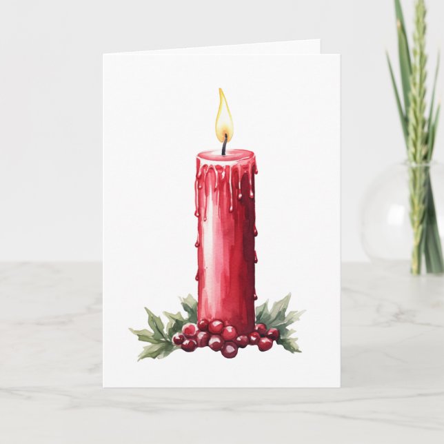 Tarjeta de vacaciones de vela de Navidad acogedora (Anverso)