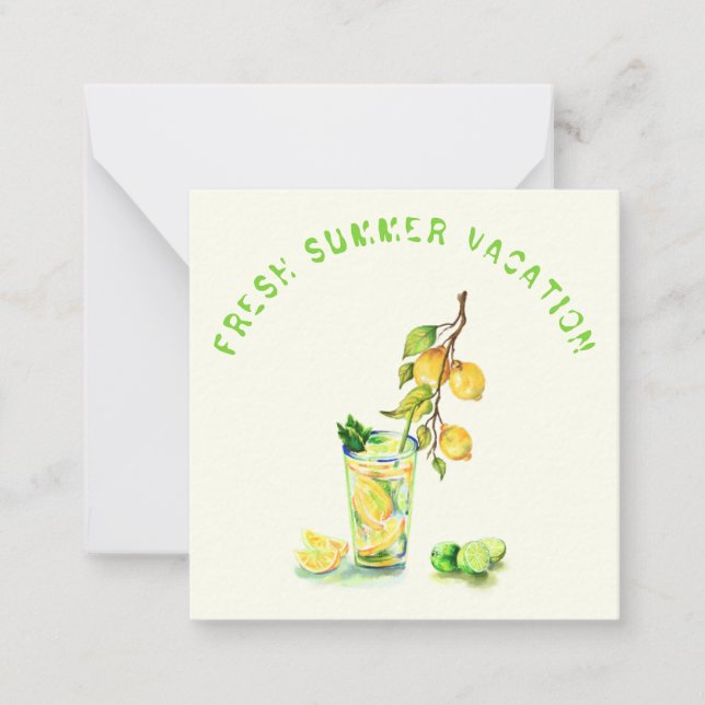 Tarjeta de vacaciones de verano Cocktail de limón  (Anverso)