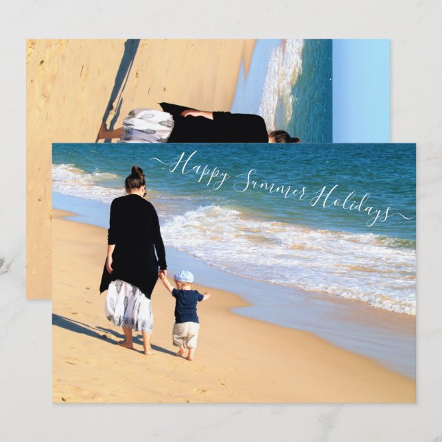 Tarjeta de vacaciones de verano feliz de foto pers (Anverso / Reverso)