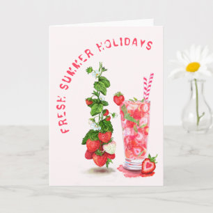 Tarjeta de vacaciones de verano Frutos de fresa fr