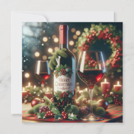 Tarjeta de vacaciones de vino para navidades