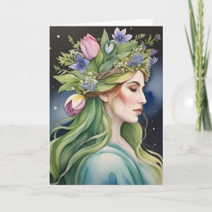 Tarjeta de vacaciones de Wicca Ostara Diosa Equino