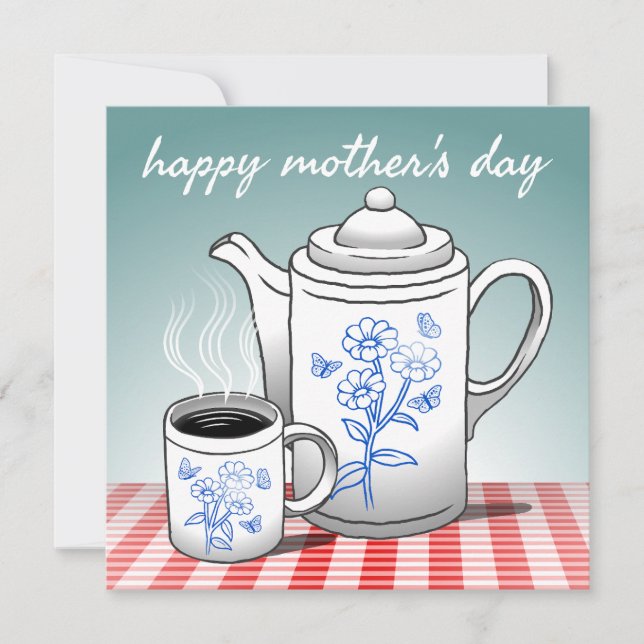 Tarjeta de vacaciones del día de las madres de caf (Anverso)