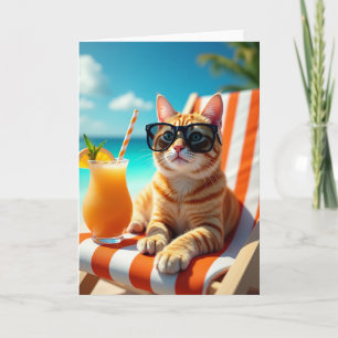Tarjeta de Vacaciones del Gato Genial