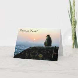 Tarjeta de vacaciones del mono de la paz en la Tie