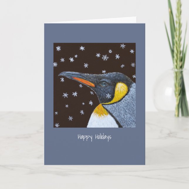 Tarjeta de vacaciones del pingüino rey (Anverso)