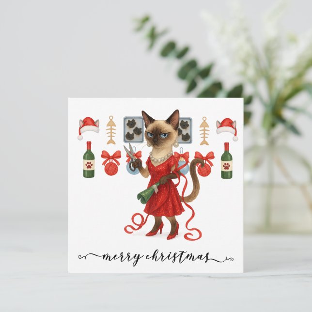 Tarjeta de vacaciones divertida Glam para Navidade (Anverso de pie)