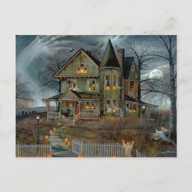 Tarjeta de vacaciones doblada Feliz Halloween (Anverso)