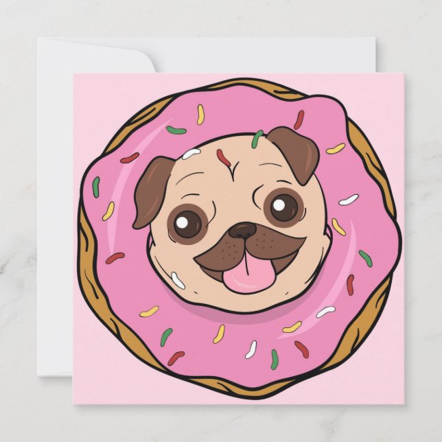 Tarjeta de vacaciones Donut Pug (Anverso)