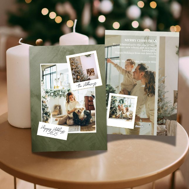 Tarjeta de vacaciones editorial moderna con cuadrí (Celebrate the season with this chic, editorial-style holiday card.)