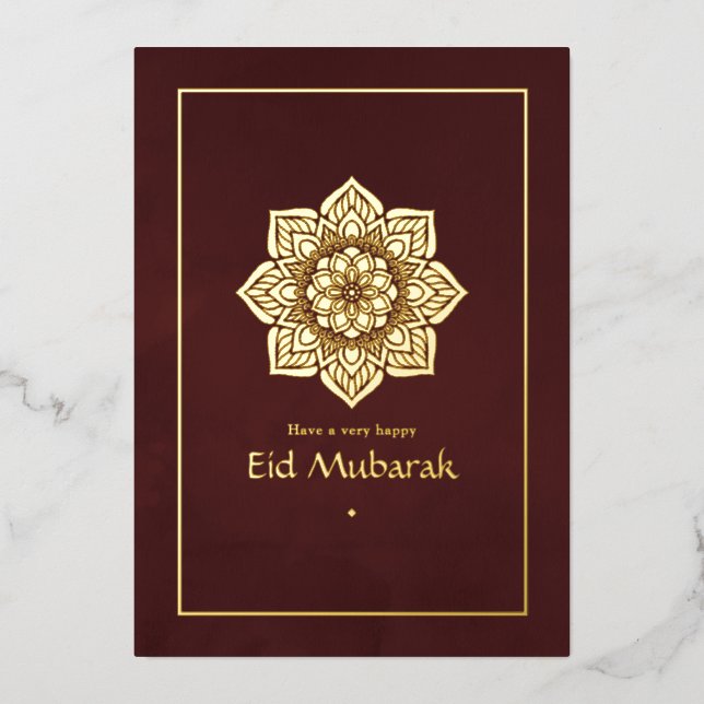 Tarjeta de vacaciones Eid Mubarak en Borgoña y Rel (Anverso)