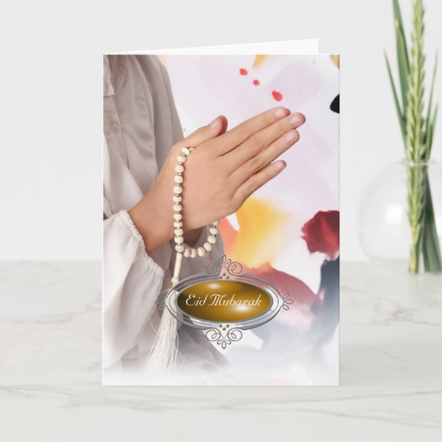 Tarjeta de vacaciones Eid Mubarak / Hijab Chica (Anverso)