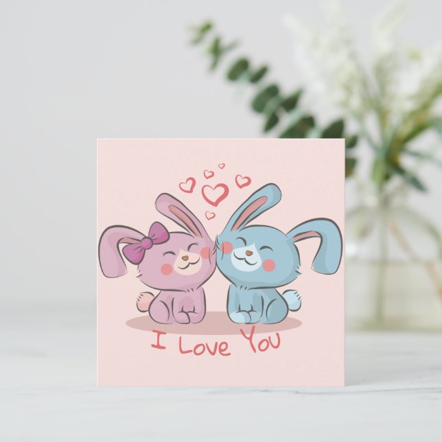 Tarjeta de vacaciones El día de San Valentín Cuta (Anverso de pie)