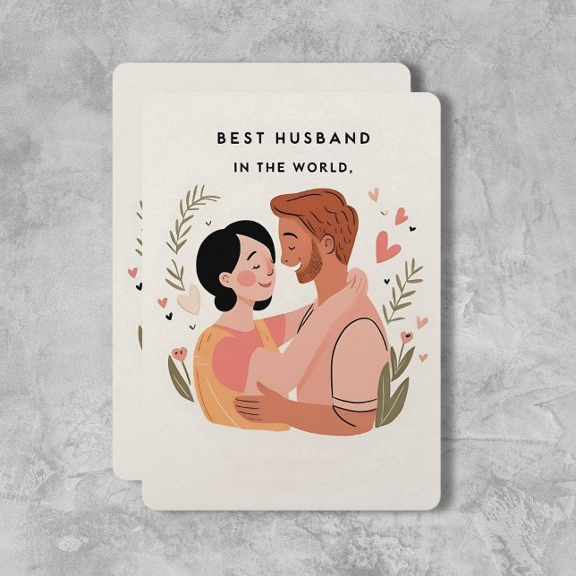 Tarjeta de vacaciones "El mejor marido" para abraz ( "The Best Husband" Tender Embrace Holiday Card – Celebrate Your Love! - Birthday Depot)