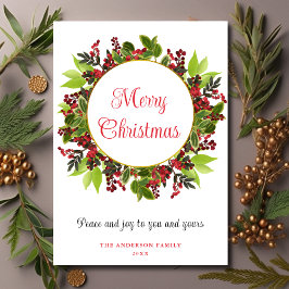 Tarjeta de vacaciones elegante de Navidad con baya