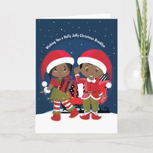 Tarjeta de vacaciones Elf Twins Elf Black