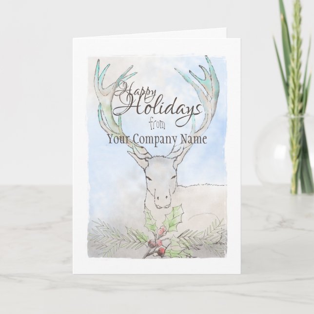 Tarjeta de vacaciones Elk & Holly (Anverso)