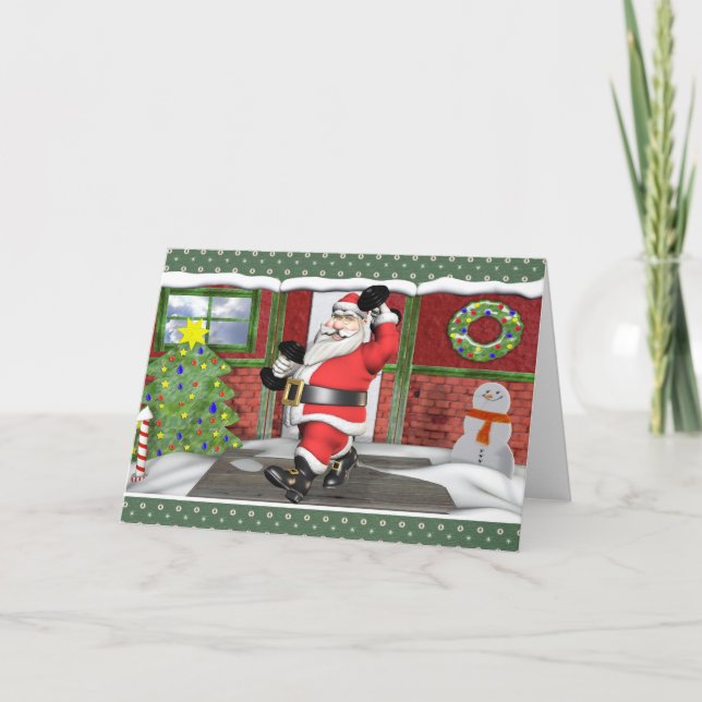 Tarjeta de vacaciones en blanco Merry Fitness Sant (Anverso)
