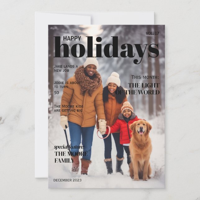 Tarjeta de vacaciones estilo revista - Título supe (Anverso)