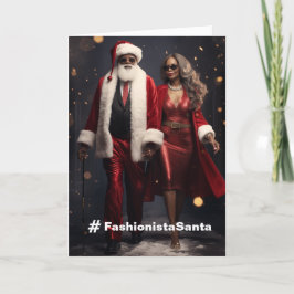Tarjeta de vacaciones Fashionista Santa Personaliz