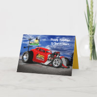 Tarjeta de vacaciones felices de Hot Rodder