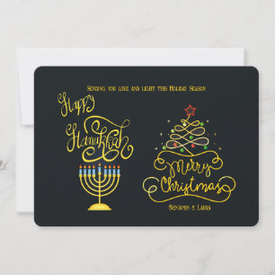 Tarjeta de vacaciones Feliz Janucá y Feliz Navidad