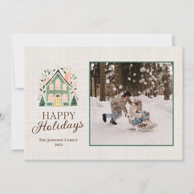 Tarjeta de vacaciones feliz personalizada con foto (Anverso)