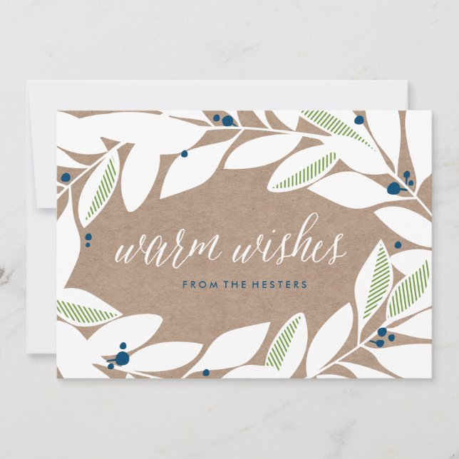 Tarjeta de vacaciones floral Bay Leaf Sprigs (Anverso)