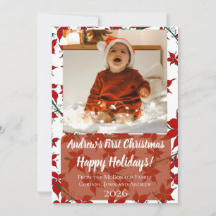 Tarjeta de vacaciones floral primera Navidad del b