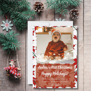 Tarjeta de vacaciones floral primera Navidad del b